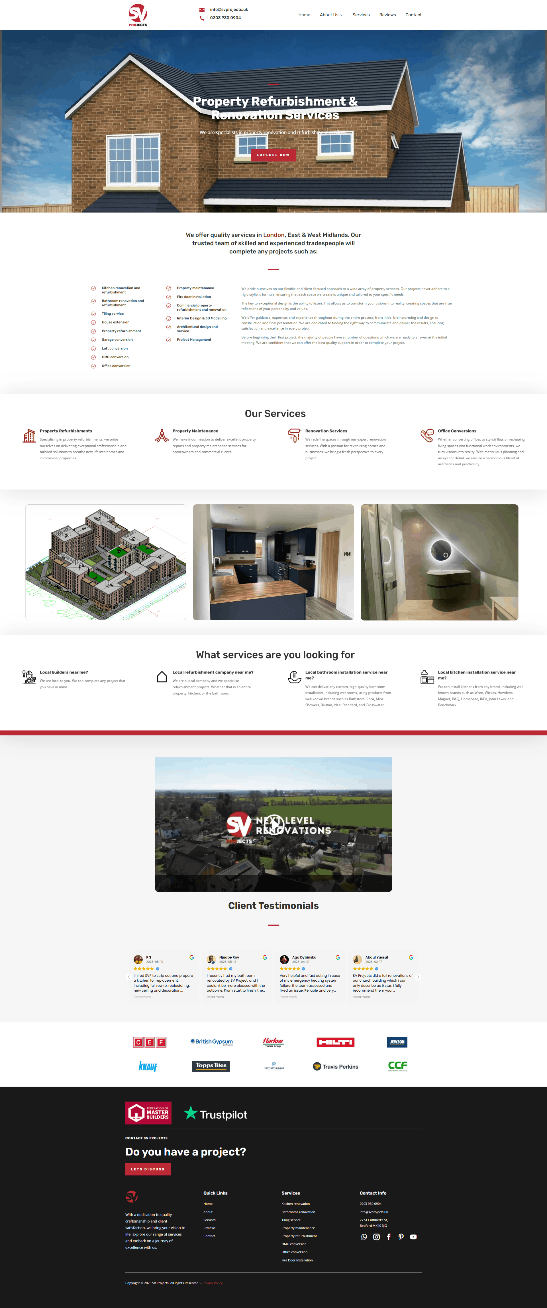 SV Projects website screenshot